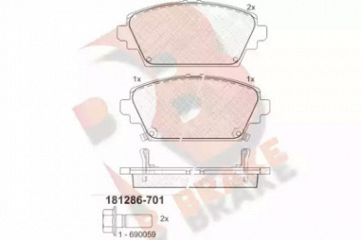 R BRAKE rb1286701 -  Комплект тормозных колодок, дисковый тормоз